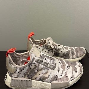 Adidas Camo and Neon Orange NMD’s (Size 7)
